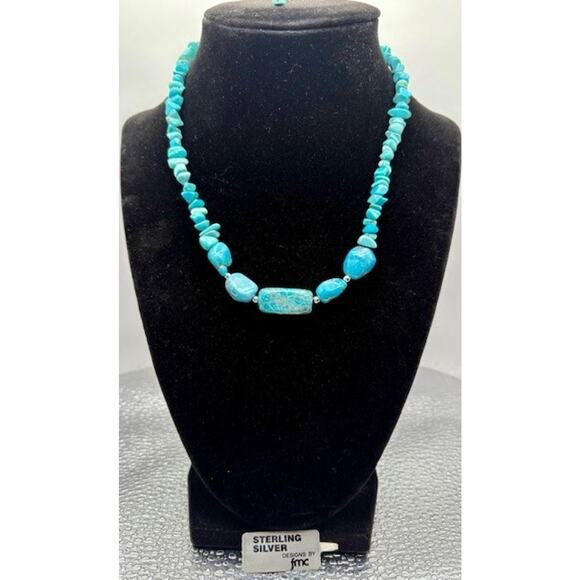 Unbranded / Estate Sale Jewelry - Turquoise Style Beaded Necklace Sterling Silver Clasp 7.5 inch SAS12171M-75